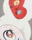 DOB in Pure White Robe (Navy and Vermilion)