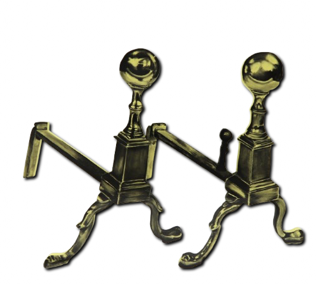 Pair of Chippendale Brass Andrions (yellow)
