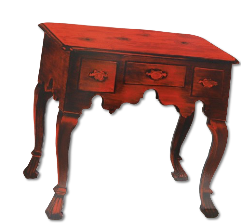 Queen Anne Lowboy of Walnut with Spanish Feet (red)
