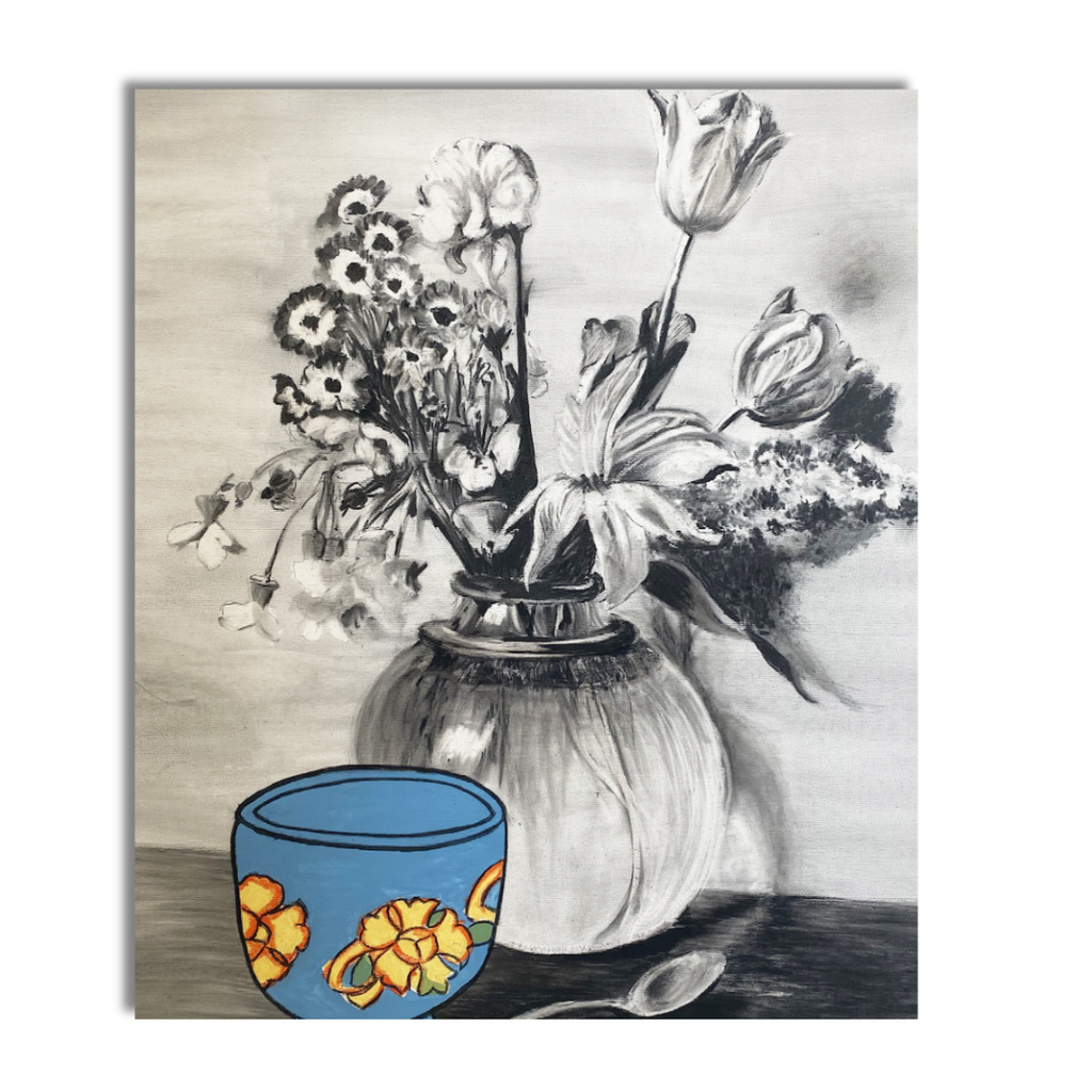 Tea with morning flowers