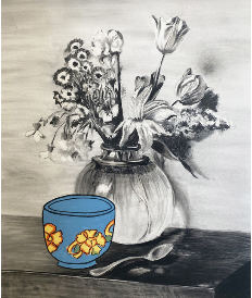 Tea with morning flowers