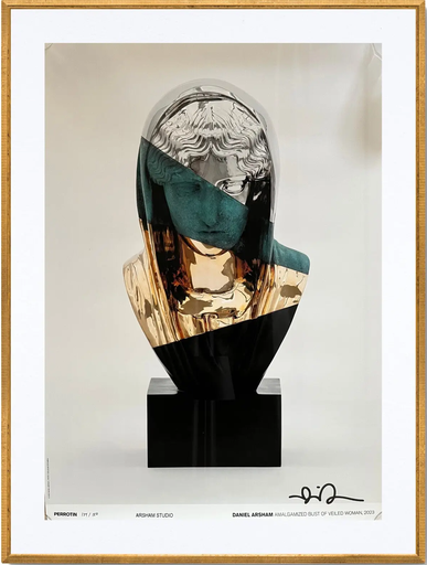 Amalgamized bust of veiled woman