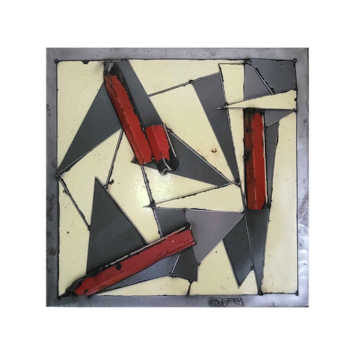 Composition Grise Beige et Rouge 